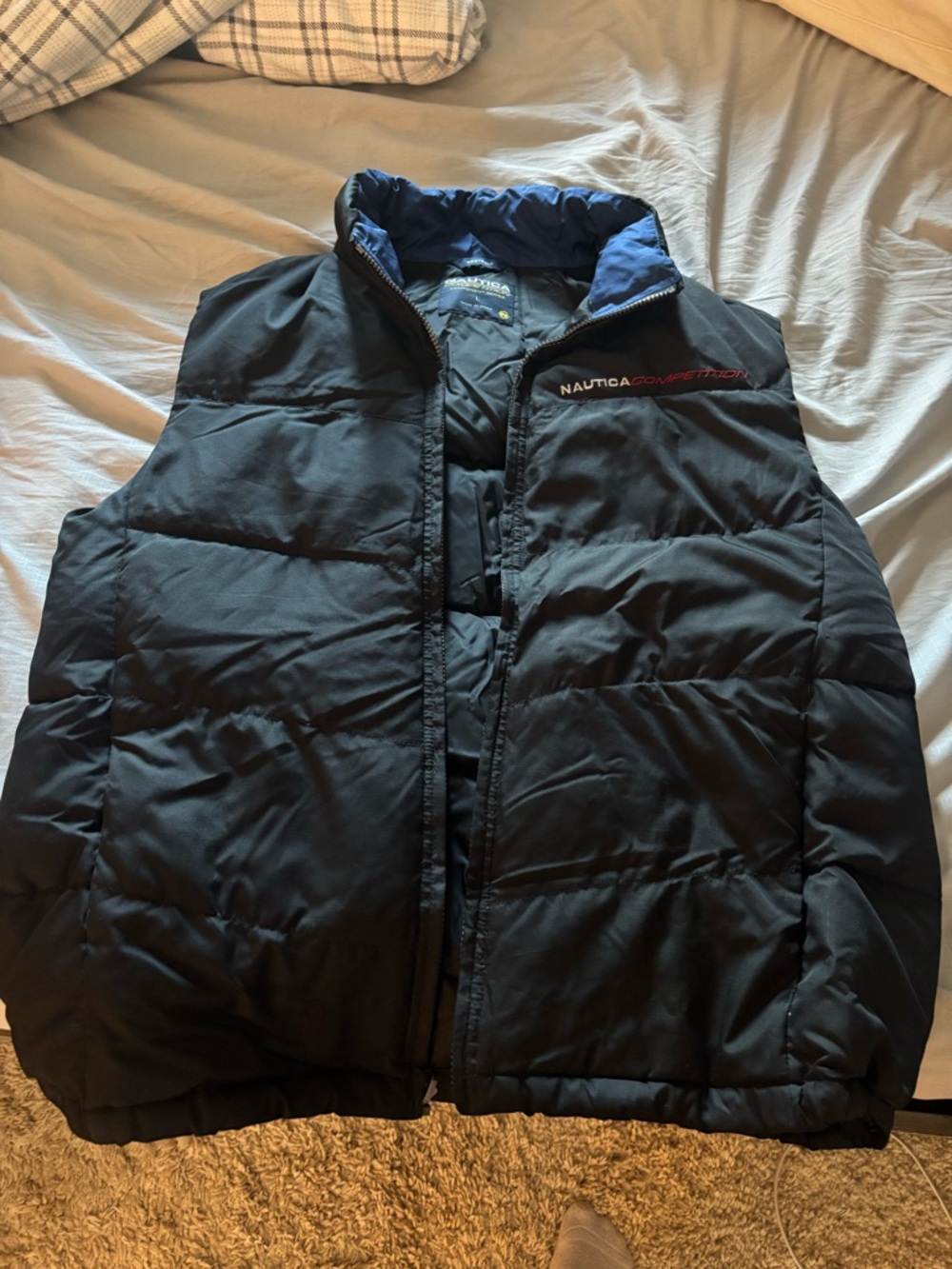 Nautica Black Puffer Vest with Blue Lining